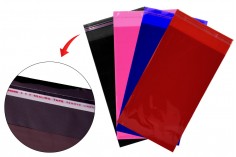 Çeşitli renklerde kendinden yapışkanlı kapatmalı 130x300 mm yarı saydam çantalar - 100 adet