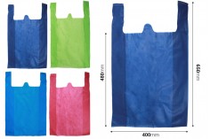 Çevre dostu, dokuma olmayan geri dönüştürülebilir torbalar laminasyonlu ve saplı 270x110x320 mm - 50 adet