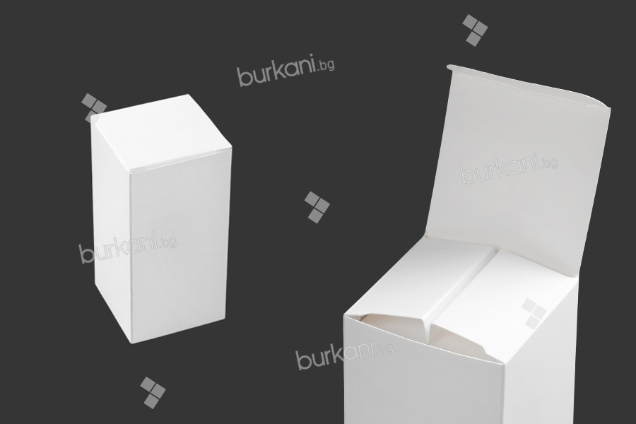 Бяла хартиена кутия с размери  53x53x108 mm - 20 бр./пакет