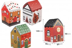 Хартиена коледна подаръчна кутия 85х85х140 мм във формата на къщичка - 10 бр.