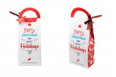 Noel kağıt hediye çantası 105x60x275 mm saplı, kurdeleli ve etiketli - 10 adet