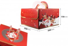 Коледна хартиена подаръчна кутия 250х250х150 мм с дръжка - 10 бр