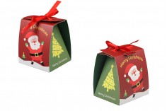 Noel  hediye kutusu 80x70x90 mm kurdeleli - 10 adet