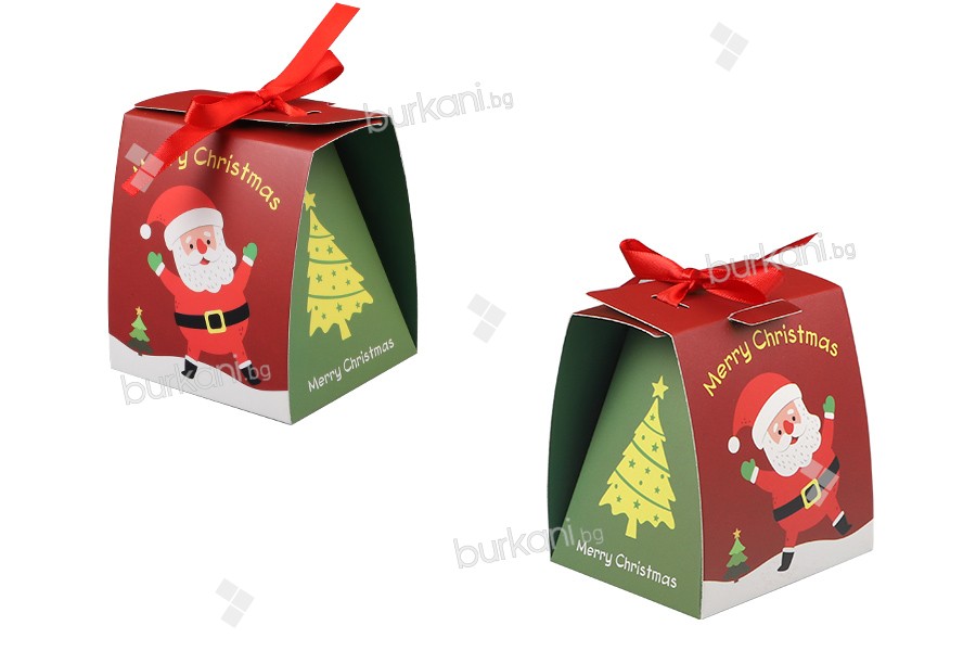 Noel  hediye kutusu 80x70x90 mm kurdeleli - 10 adet