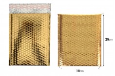 Златисти пощенски пликове с мехурчета 16х22,5 см 