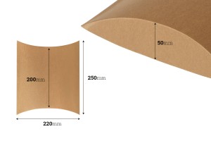 Подаръчна крафт кутия тип "възглавница" 250x220x50 mm-изображение_размери