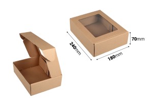 Хартиена крафт кутия с размери 240x180x70 с прозорец mm - 20 бр.-изображение_размери