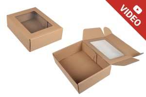 Хартиена крафт кутия с размери 240x180x70 с прозорец mm - 20 бр.-изображение_продукт