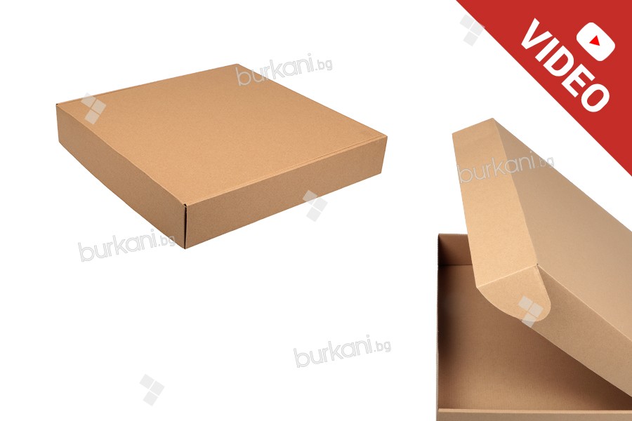  350x350x80 mm penceresiz kraft kağıt kutu - 20li paket