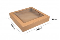 Хартиена опаковъчна крафт кутия с прозорец с размери  450x450x80 mm - 20 бр./пакет 