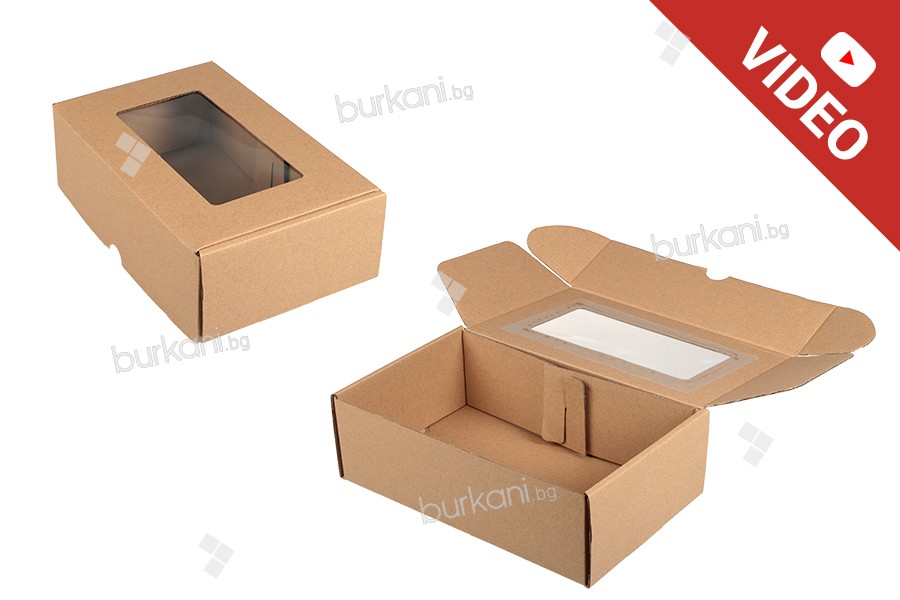 Хартиена крафт кутия с прозорец с размери - 260x160x80 mm -20 бр. в пакет 