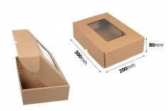 Хартиена крафт кутия с размери 300x200x80 mm с прозорец