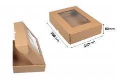 Хартиена крафт кутия с размери 350x250x80 mm с прозорец - 20 бр.  