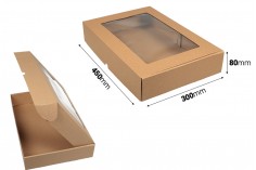 Крафт опаковъчна кутия с размери  450x300x80 mm с прозорец - 20 бр.