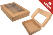 Крафт опаковъчна кутия с размери  450x300x80 mm с прозорец - 20 бр.
