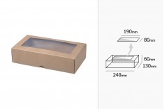 Хартиена крафт кутия с прозорец 240x130x60 mm - 12 бр.
