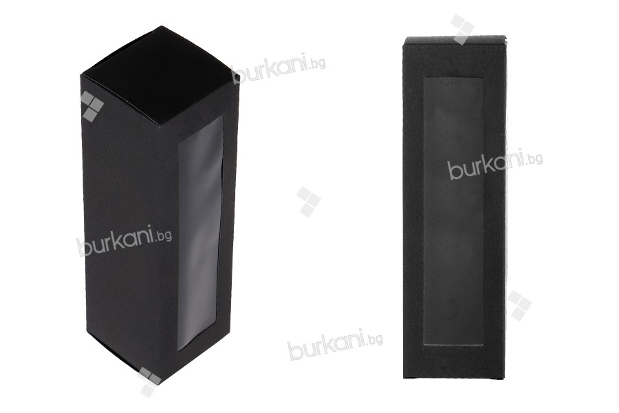 Матова черна хартиена кутия с прозорец 47х47х155 - 20 бр