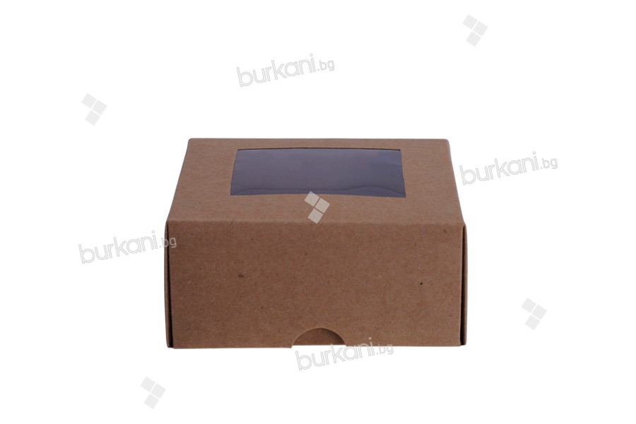 Крафт кутия с прозорец с размери  130x120x60