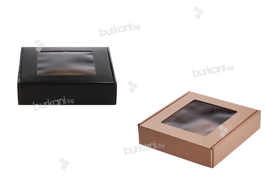 Опаковъчна крафт кутия с прозорец 210x210x50 mm - 20 бр.