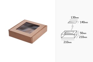 Опаковъчна крафт кутия с прозорец 210x210x50 mm - 20 бр.-изображение_група