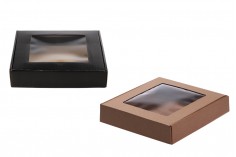 Крафт опаковъчна кутия с прозорец 250x250x50 mm - 20 бр