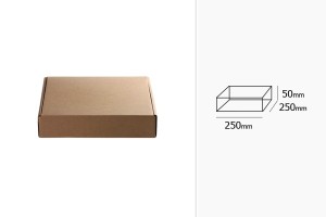 Картонена крафт кутия  без прозорец 250x250x50 mm - Опаковка от 20 бр-изображение_размери