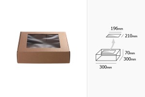 Опаковъчна кутия от крафт хартия с прозорец 300x300x70 mm - Опаковка 20 бр-изображение_група