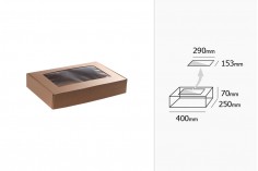 Опаковъчна кутия от крафт хартия с прозорец 400x250x70 mm - Опаковка от 20 бр