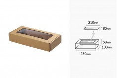 Крафт хартиена кутия с прозорец 280х130х50 мм - 20 бр