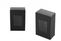 Хартиена кутия с размери 55х30х80 мм черна с прозорец - 50 бр. в пакет