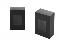 Kağıt kutu 55x30x80 mm siyah,  pencereli - 50 adet