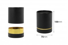 Цилиндрична черна -златист кант кутия 100х75 мм 