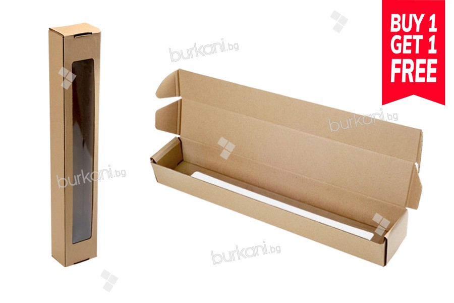 Кутия от крафт хартия с прозорец 80х60х500 мм - 20 бр