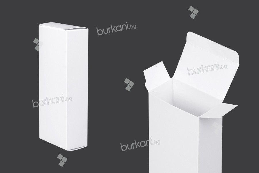 Бели картонени кутии за бутилки 100 мл за парфюми с  размери 64х35х160 мм
