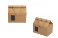Крафт картонена кутия тип куфар с прозорец с размери  220x140x130 - 20 бр.