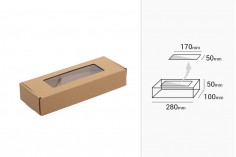 Опаковъчна кутия 280х100х50 мм от крафт хартия с прозорец - 20 бр