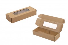 Опаковъчна кутия 280х100х50 мм от крафт хартия с прозорец - 20 бр
