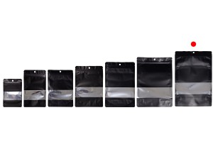 Алуминиеви торбички тип Doy Pack 200x50x300 мм с "цип" затваряне, прозорец и възможност за термозапечатване - 100 бр.-изображение_група