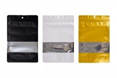 Алуминиеви торбички тип  Doy Pack с размери 160x40x240 mm с цип, прозорец и термозаваряване - 100 бр.