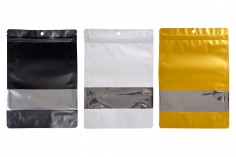 Алуминиеви торбички тип  Doy Pack 180x40x260 мм с цип, прозорец и възможност за термозапечатване - 100 бр.