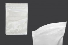 180x260 mm boyutlarında fermuarlı, arkası beyaz ve önü şeffaf plastik torbalar - 100 adet