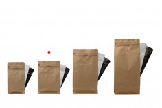 Doy Pack алуминиеви торбички с клапан, външна хартиена подплата от крафт, затваряне с термоуплътнение, отваряне с предпазна лента и използване на цип, идеално за кафе на прах 125x65x195 mm - 25 бр (НЕ МОЖЕ ДА СЕ ЗАПЕЧАТА РЪЧНО)