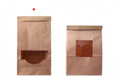 Крафт торбичка с размери 120x60x245 mm с прозорец и тел за запечатване (tin-tie)