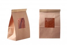 Крафт торбичка с размери 150x80x225 mm с прозорец и тел за запечатване ( tin-tie)