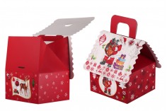 Коледни подаръчни кутии с дръжка, с размери  160x145x190 mm - 12 бр./ в опаковка