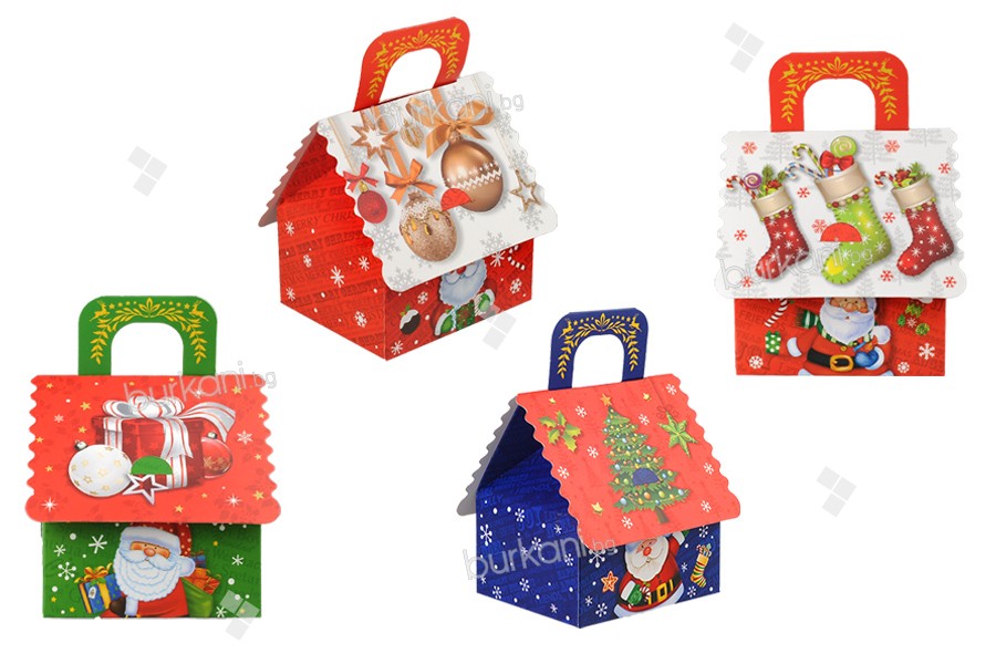 120x100x135 mm saplı Noel hediyesi kutusu (karışık renk) - 12 adet