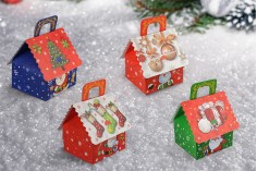 160x145x190 mm saplı Noel hediyesi kutusu (karışık renk) - 12 adet