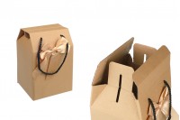 Кутия - подаръчна торбичка 140x120x210 мм от  екологична крафт хартия с панделка и дръжка - 12 бр.