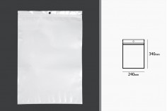 Пластмасови пликове с цип 240x340 мм, с бял гръб и прозрачна предна част - 100 бр. 