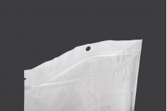 Пластмасови торбички  с цип 200x300 mm, с бял гръб и предна прозрачна част, с дупка - 100 бр